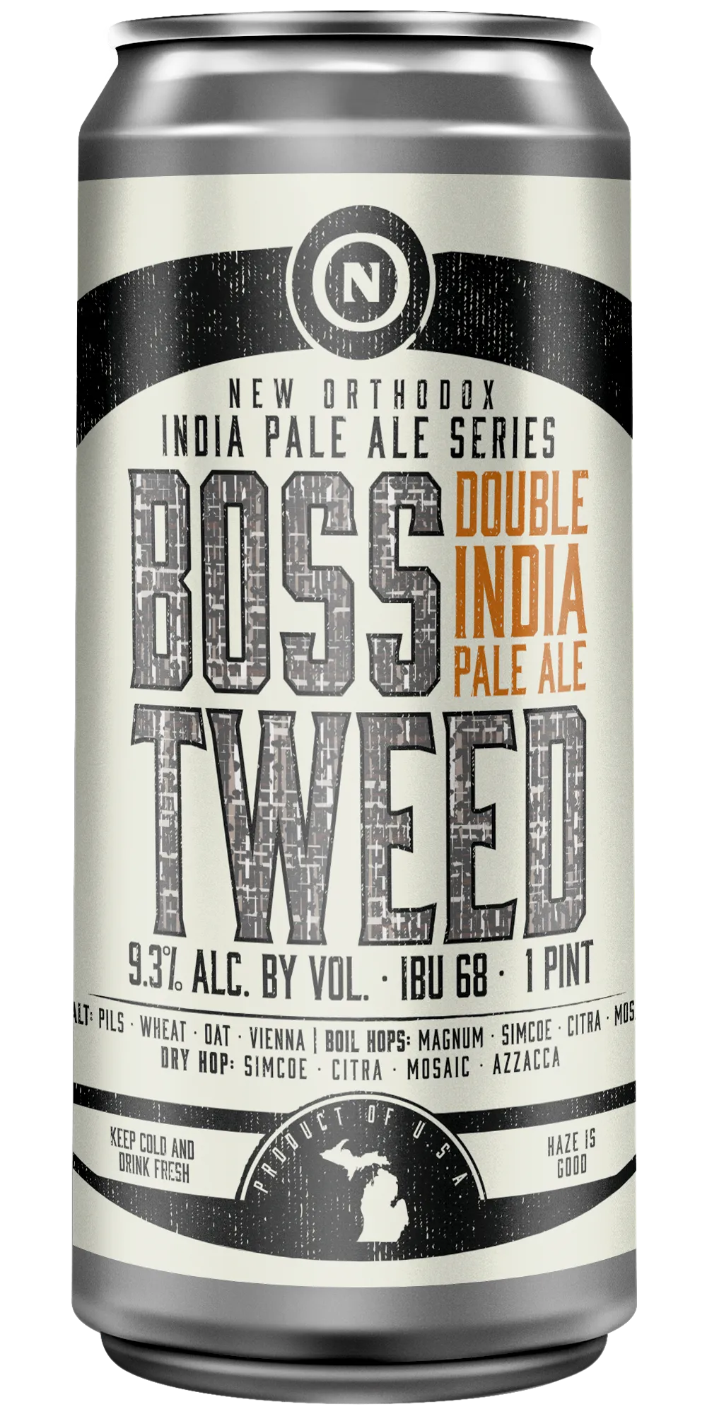 Old Nation Boss Tweed beer in an aluminum can