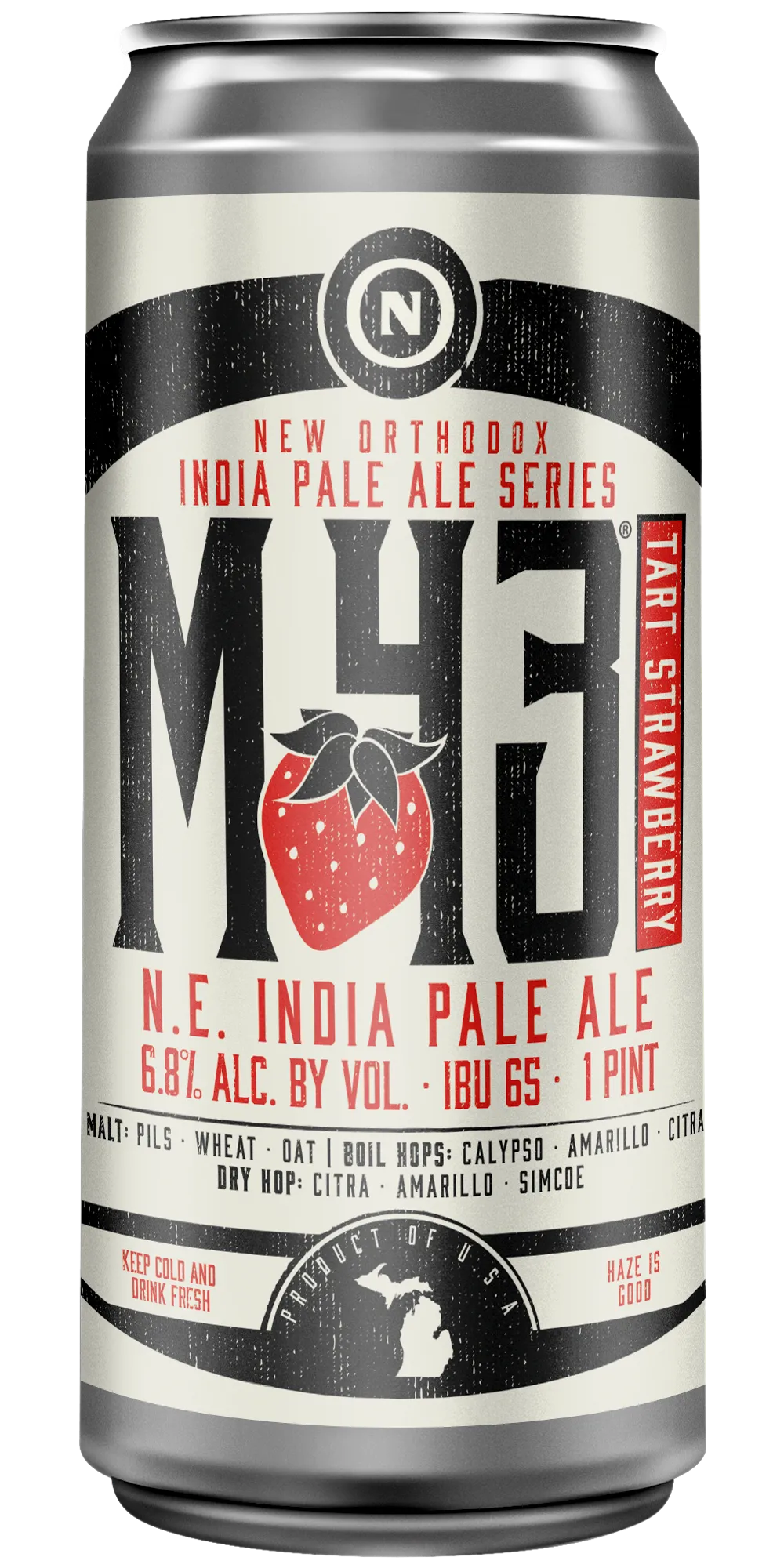 Old Nation M-43 Tart Strawberry beer in an aluminum can