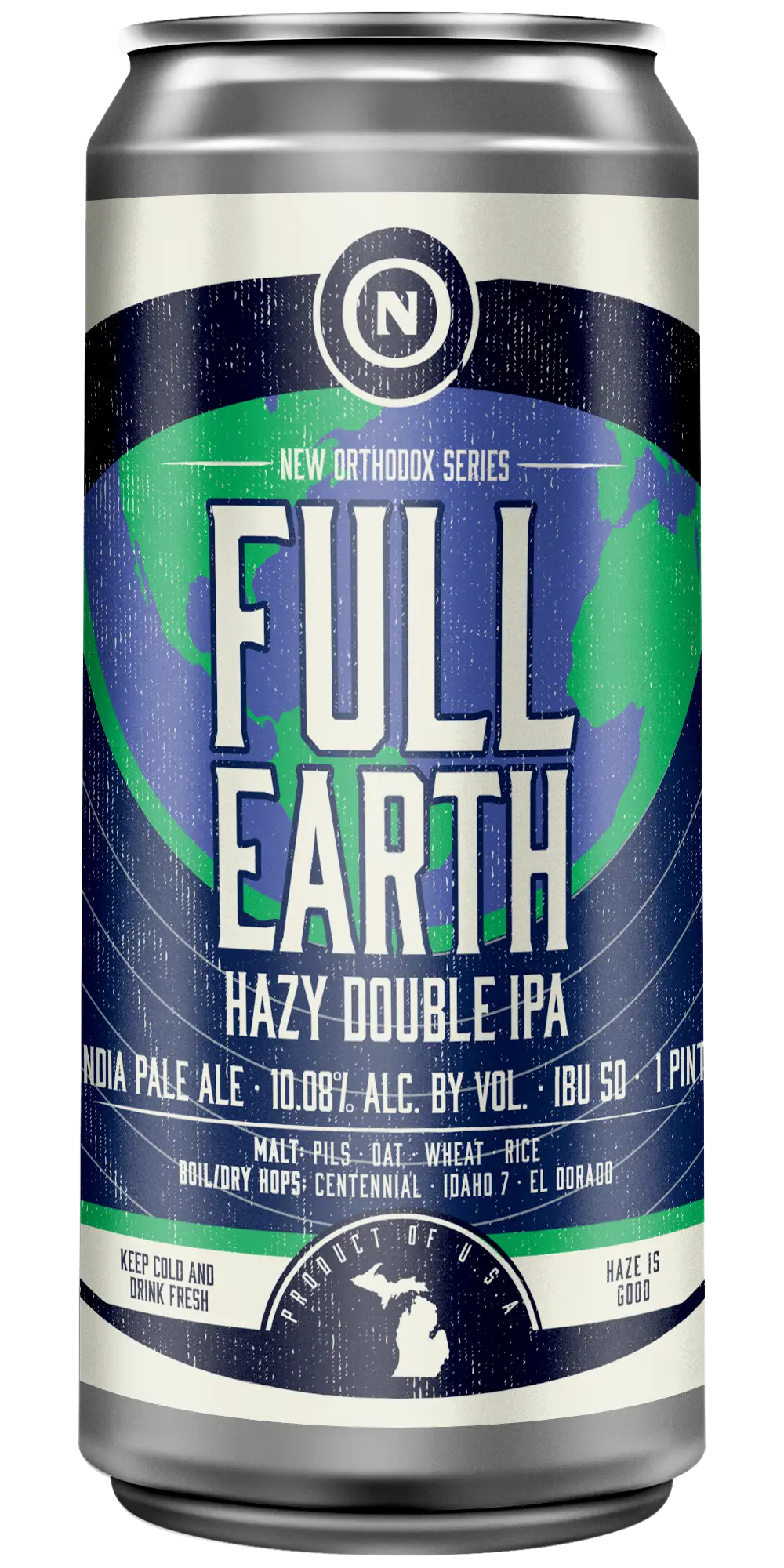 Old Nation Full Earth Hazy Double IPA beer in an aluminum can