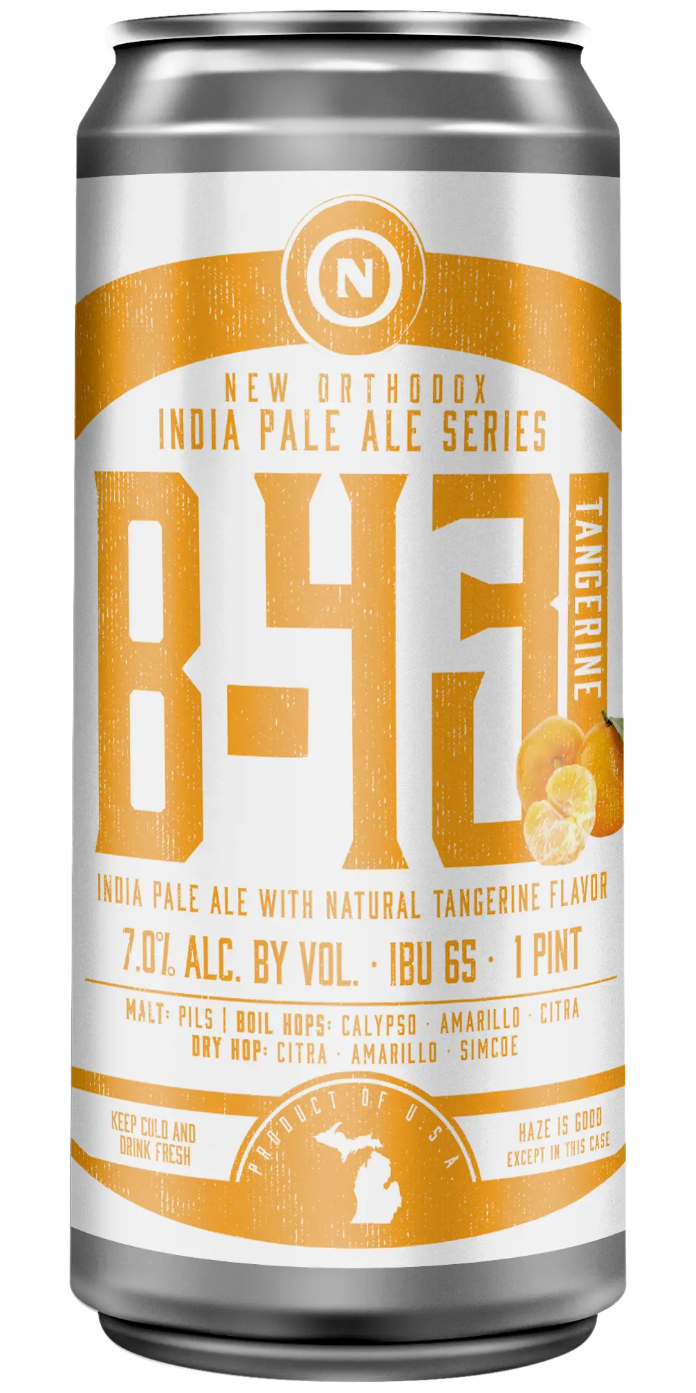 Old Nation Tangerine B-43 beer in an aluminum can