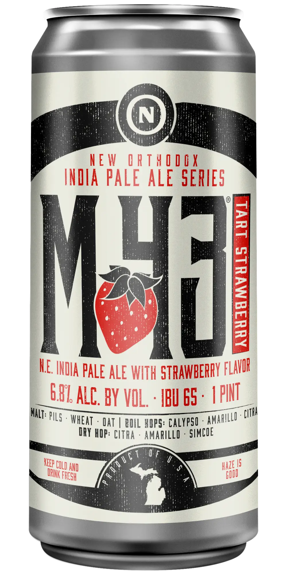 Old Nation M-43 Tart Strawberry beer in an aluminum can